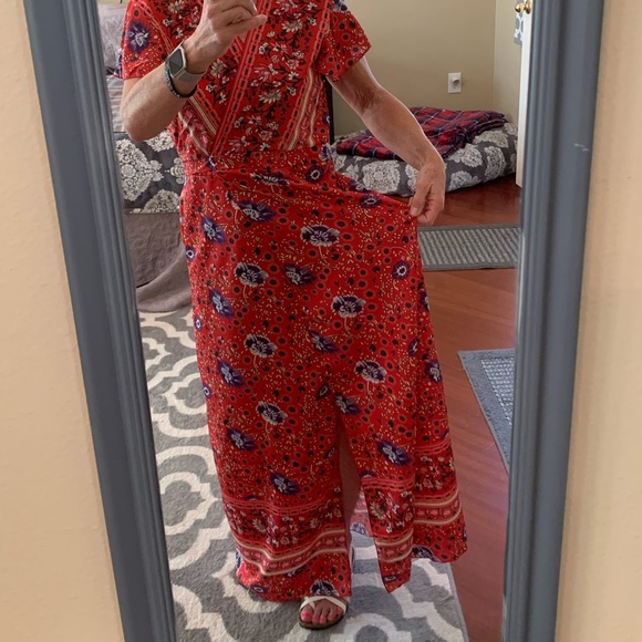 Red Boho Style Wrap Maxi Dress Sz XL - Picture 3 of 8